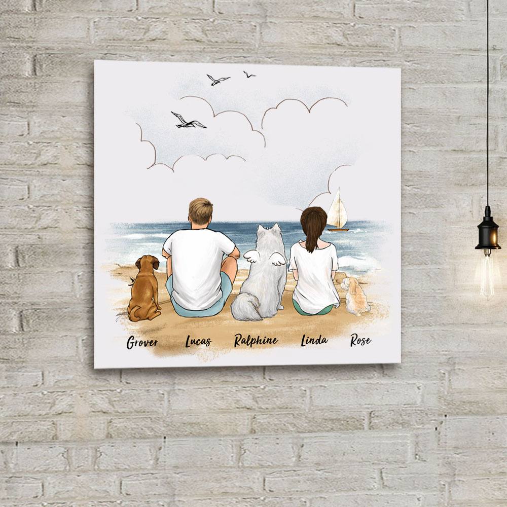 Personalized photo tile gifts for dog lovers - DOG & COUPLE - Beach