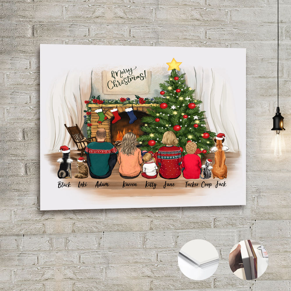 Personalized gifts with the whole family &amp; dogs &amp; cats Acrylic Print - UP TO 9 PEOPLE &amp; PETS - Christmas