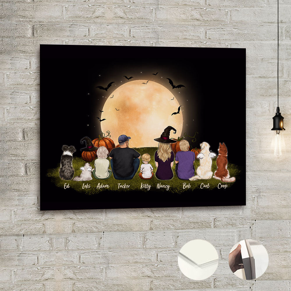 Personalized gifts with the whole family &amp; dogs &amp; cats Metal Print - UP TO 9 PEOPLE &amp; PETS - Halloween