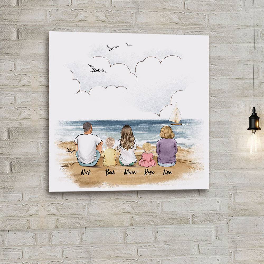 custom family photo tile - beach