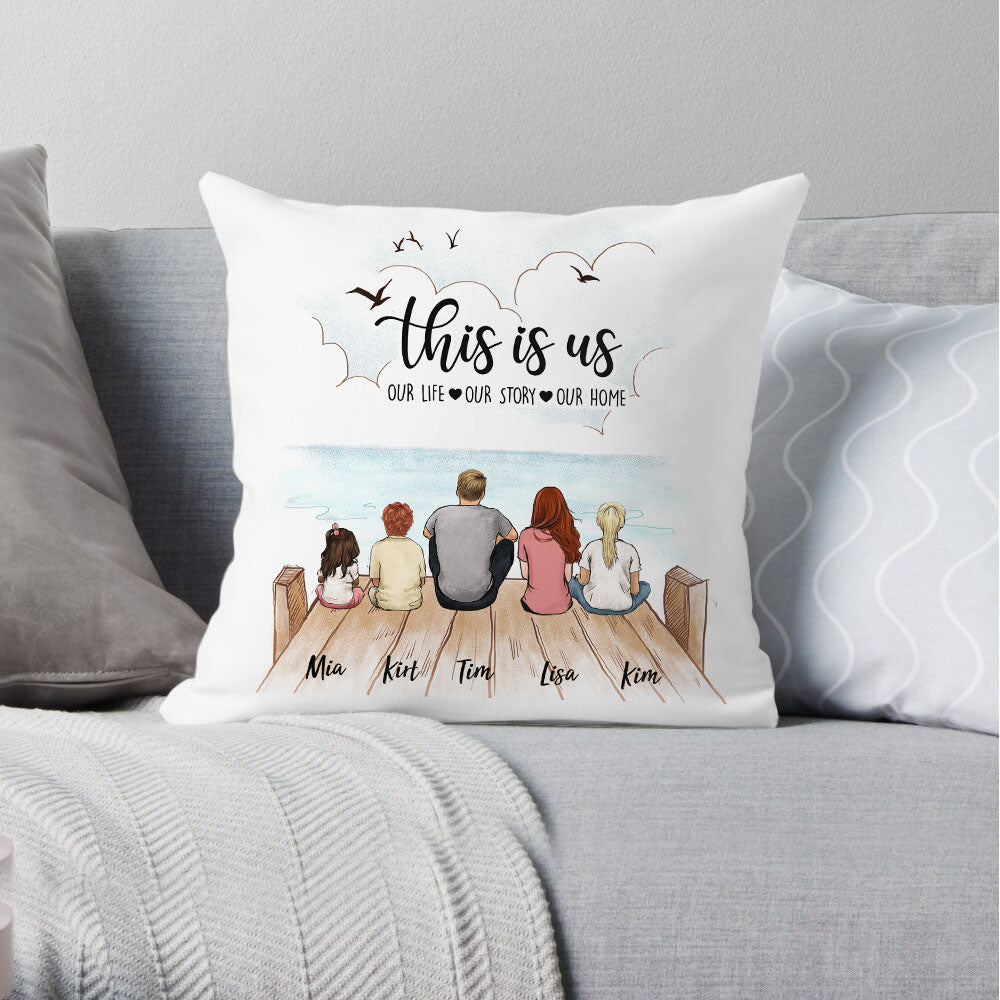 Personalized Family Pillow - Custom Message - Wooden Dock