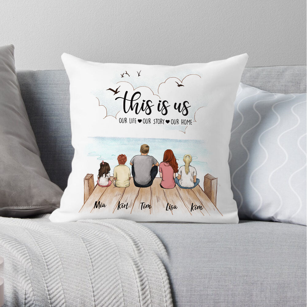Personalized Family Pillow - Custom Message - Wooden Dock