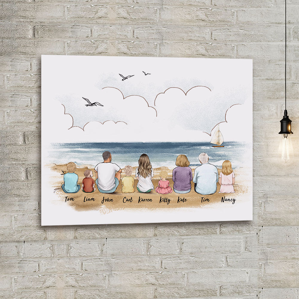 Personalized gifts with the whole family Canvas Print - UP TO 8 PEOPLE - Beach