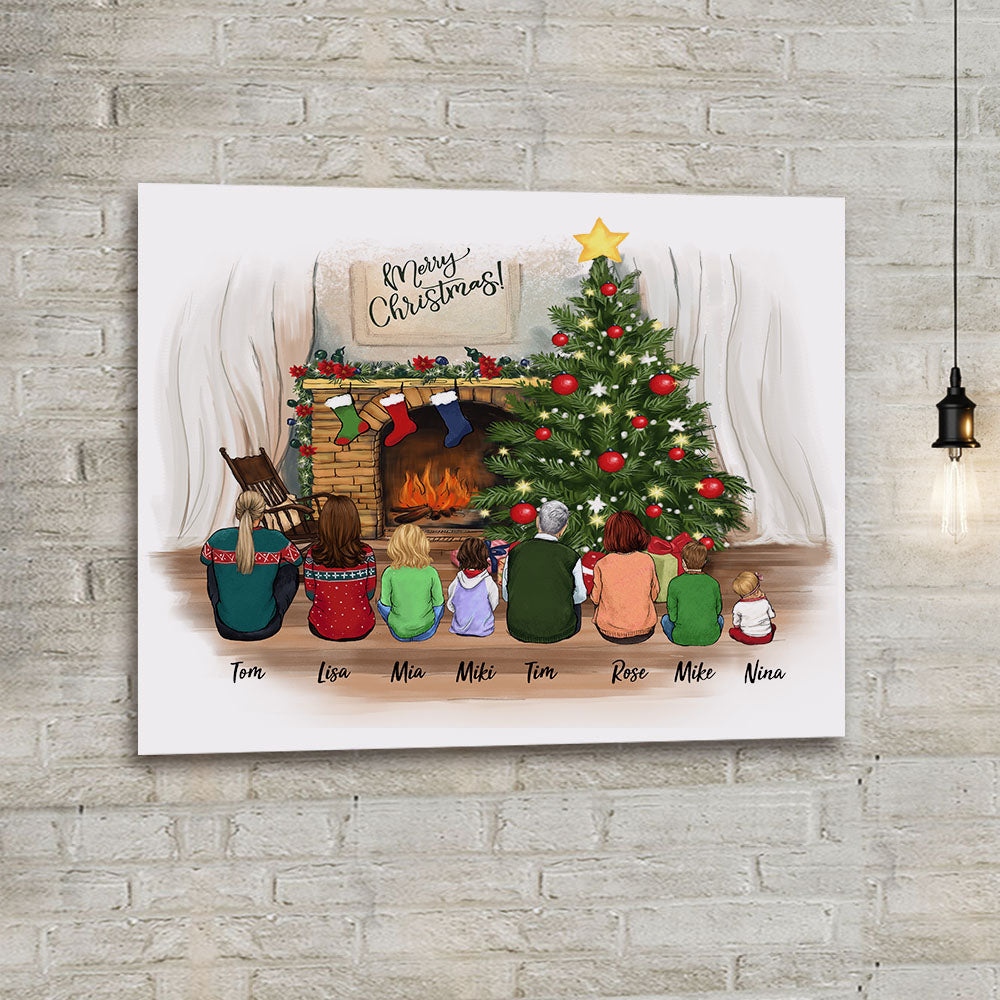 Personalized gifts with the whole family Canvas Print - UP TO 8 PEOPLE - Christmas
