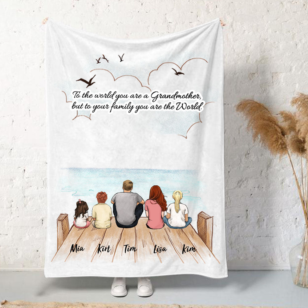 Custom Family Fleece Blanket - Custom Message - Wooden Dock