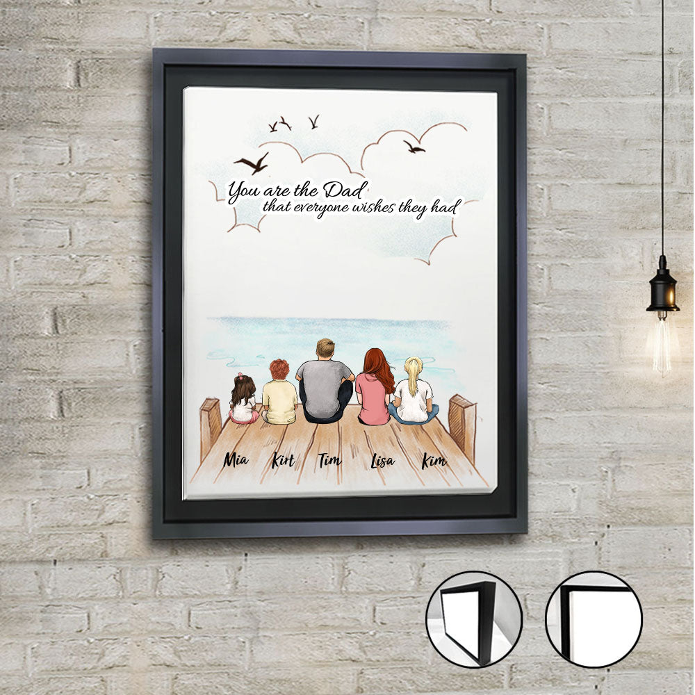 Custom Family Framed Canvas - Custom Message - Wooden Dock