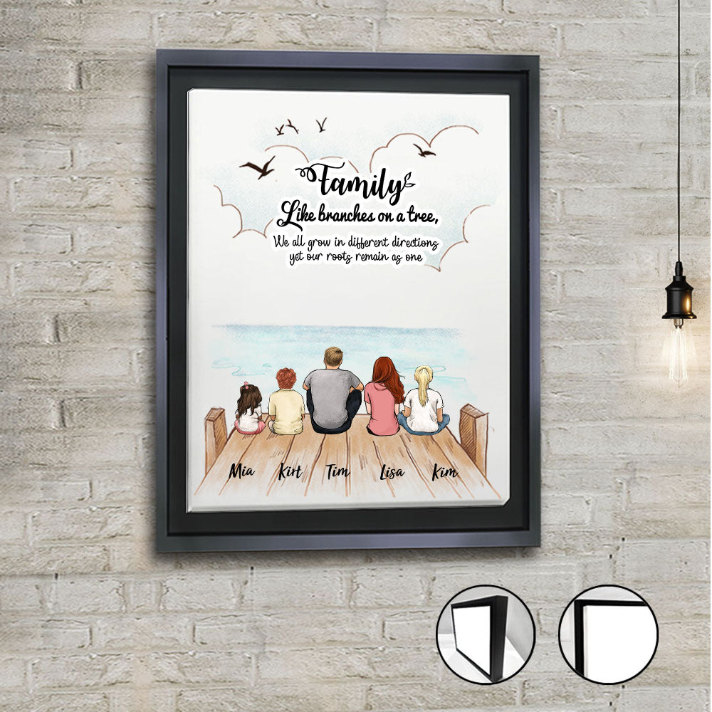 Custom Family Framed Canvas - Custom Message - Wooden Dock
