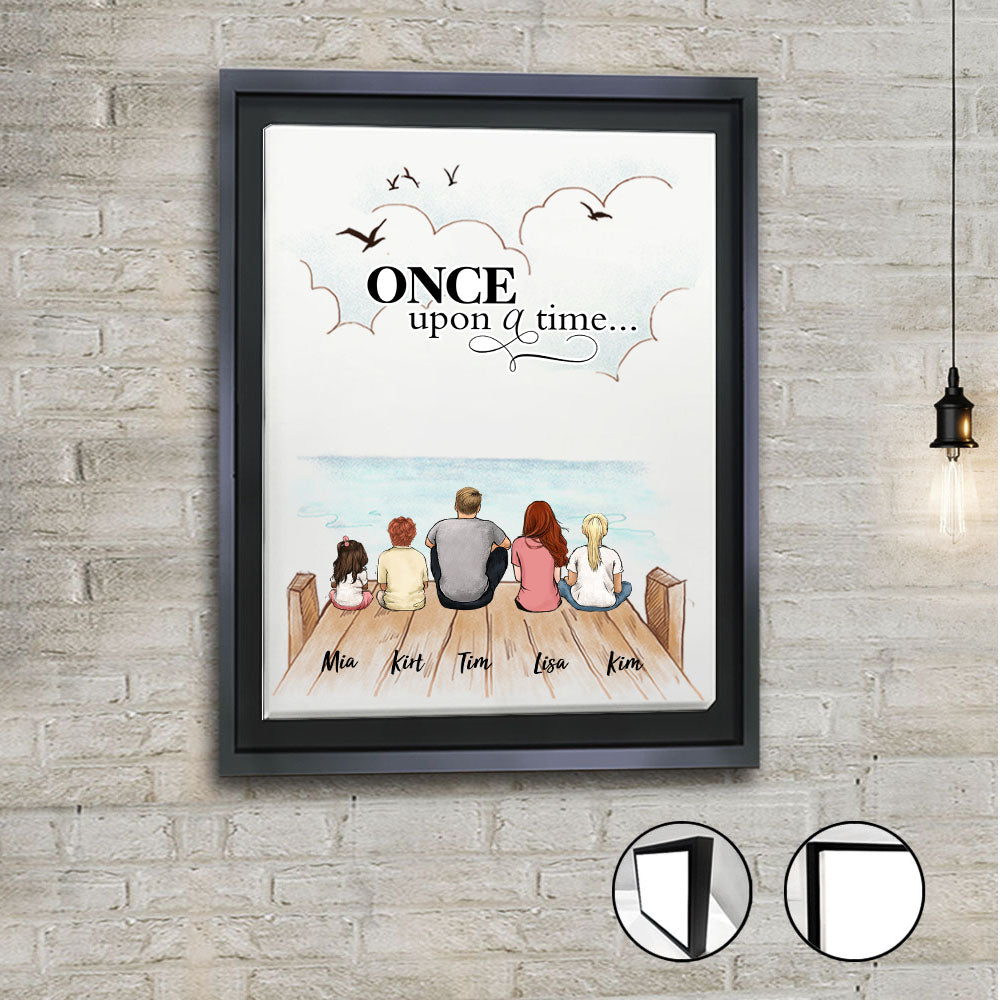 Custom Family Framed Canvas - Custom Message - Wooden Dock