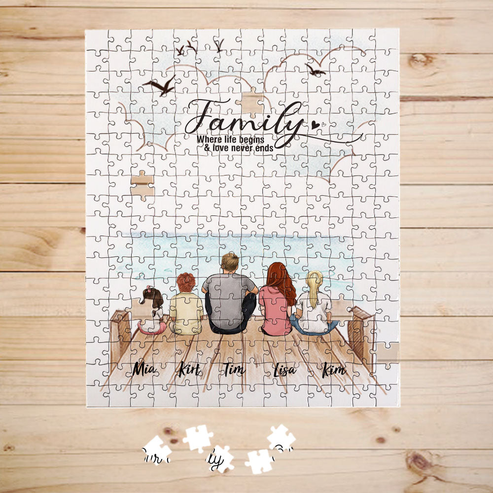 Personalized gifts for the whole family puzzle - CUSTOM MESSAGE - UP TO 5 PEOPLE