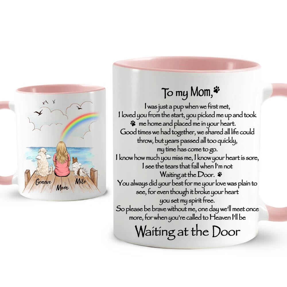 Personalized dog memorial gifts Accent Mug Waiting at the Door - Rainbow bridge