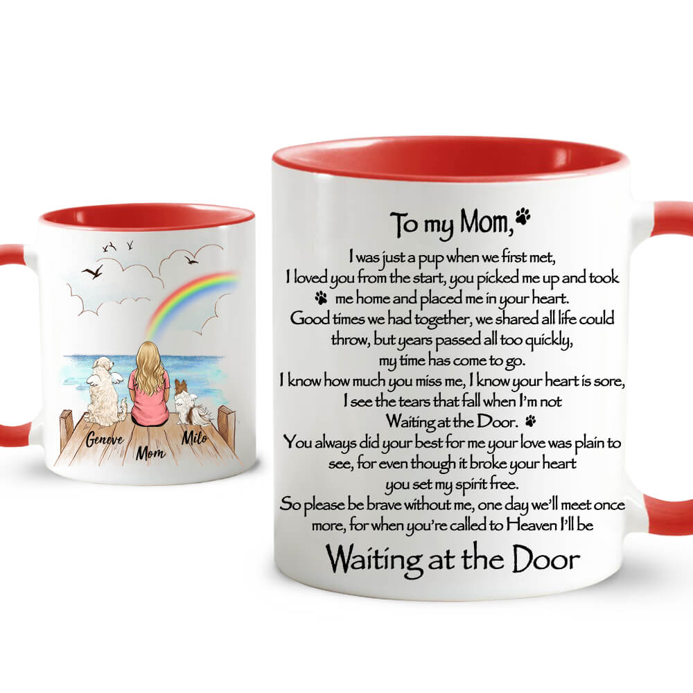 Personalized dog memorial gifts Accent Mug Waiting at the Door - Rainbow bridge