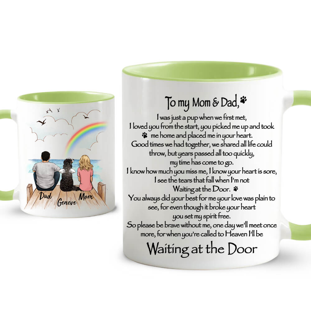 Personalized dog memorial gifts Accent Mug Waiting at the Door - Rainbow bridge