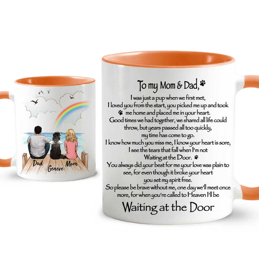 Personalized dog memorial gifts Accent Mug Waiting at the Door - Rainbow bridge