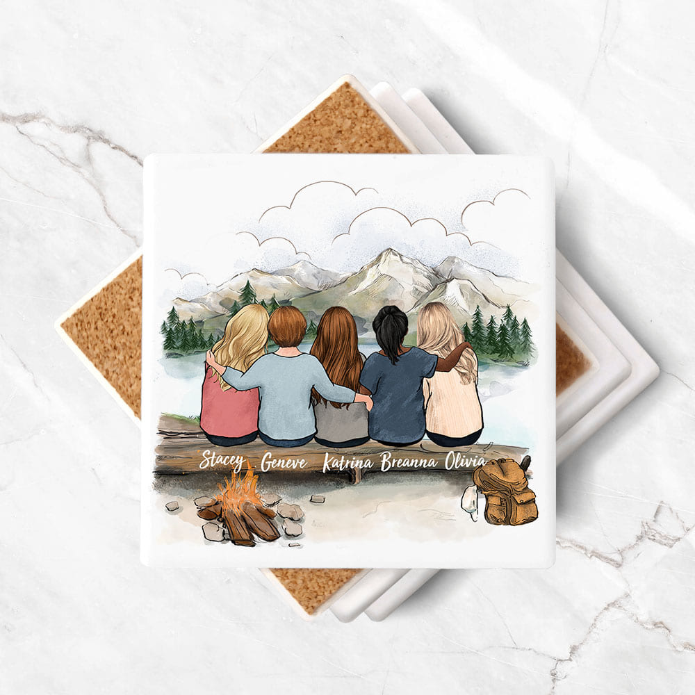 Personalized best friend stone coasters - Mountain Hiking