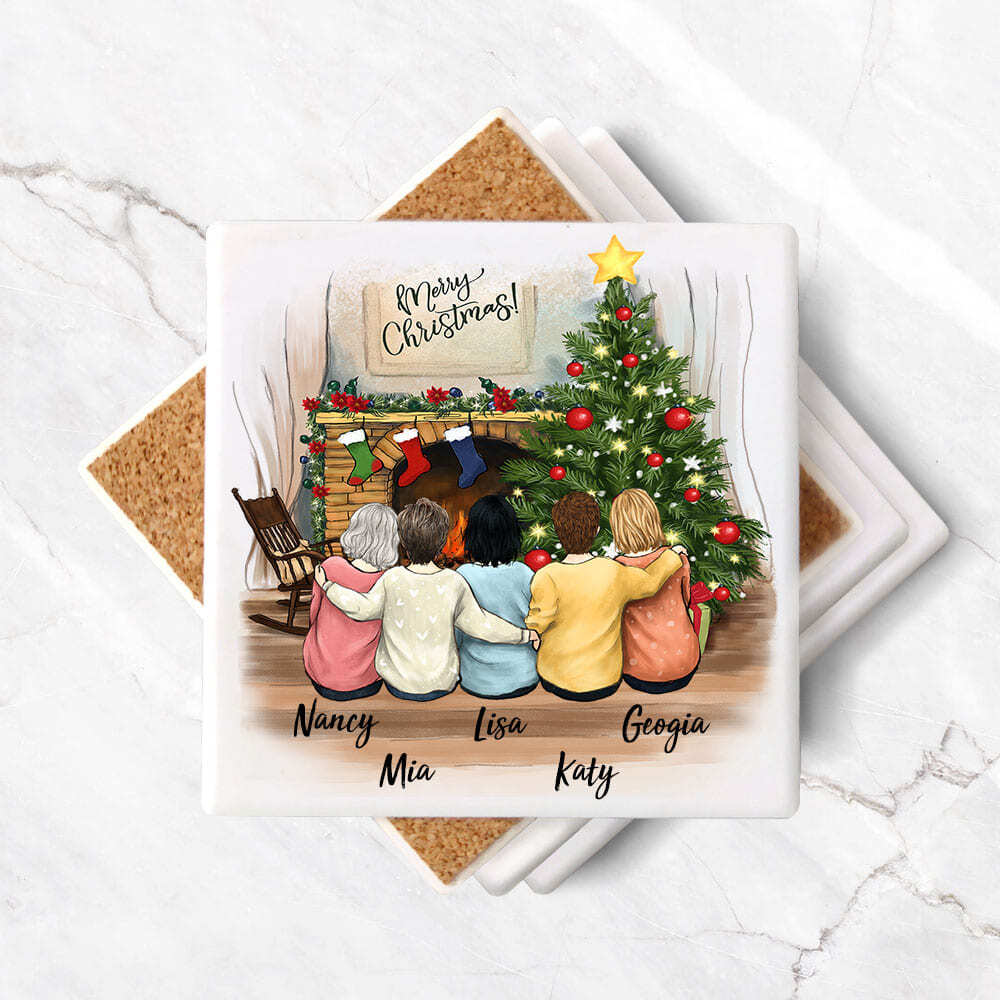 Personalized best friend Christmas gift ideas stone coasters (set of 4) - 2420
