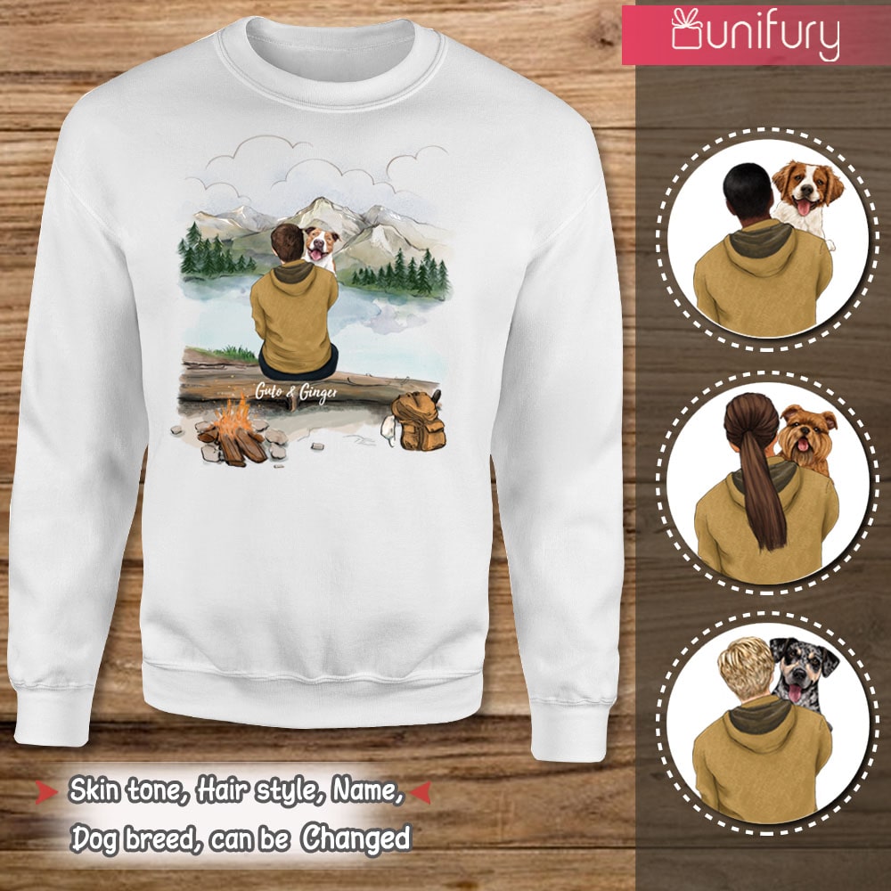 Personalized sweatshirt gifts for dog lovers - Dog Dad - Mountain Hiking