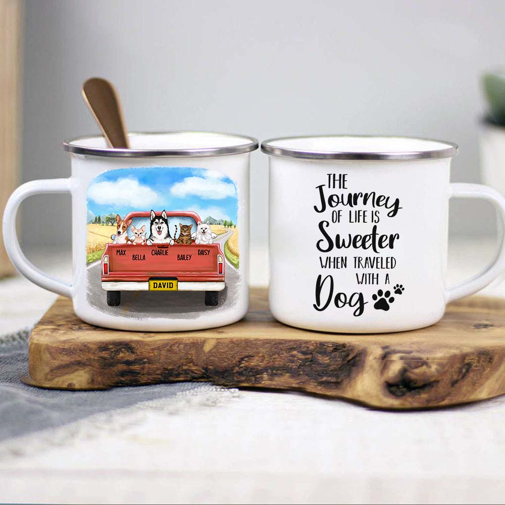 Personalized gifts for dog lovers campfire mug - pickup truck