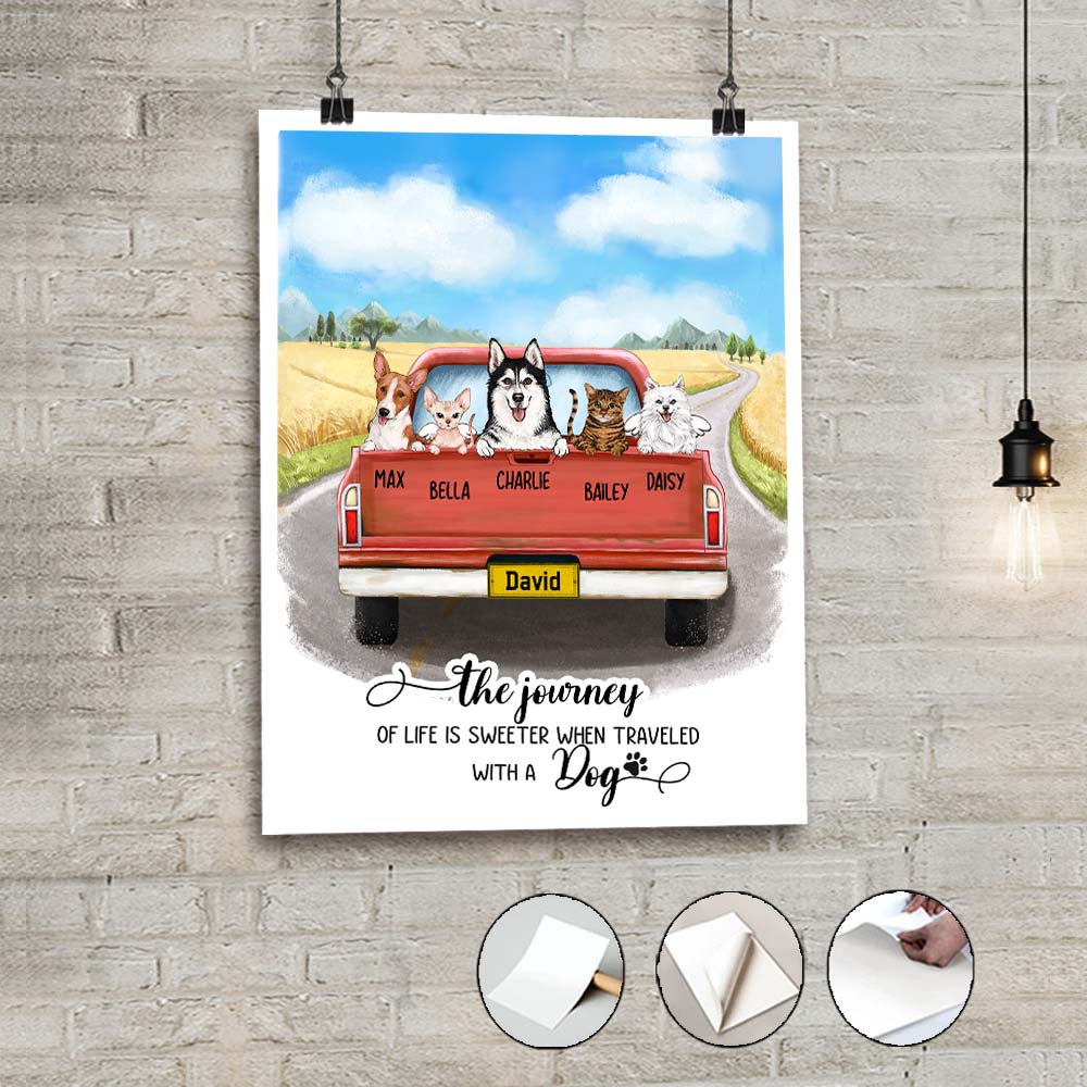 Personalized peel &amp; stick poster gifts for dog lovers - Pickup truck