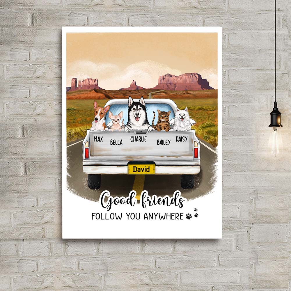 Personalized canvas print wall art gifts for dog cat lovers - Pickup Truck