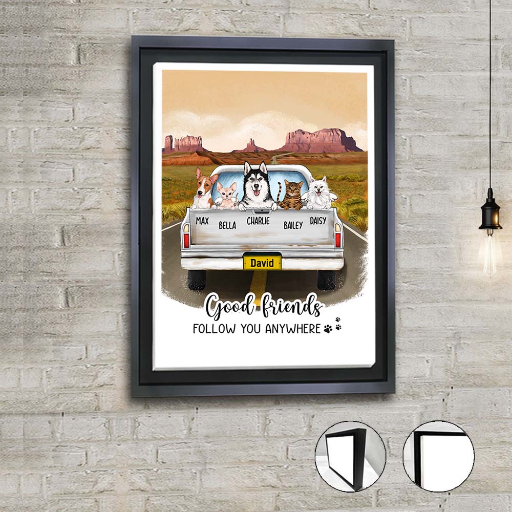 Personalized framed canvas gifts for dog lovers - Pickup truck