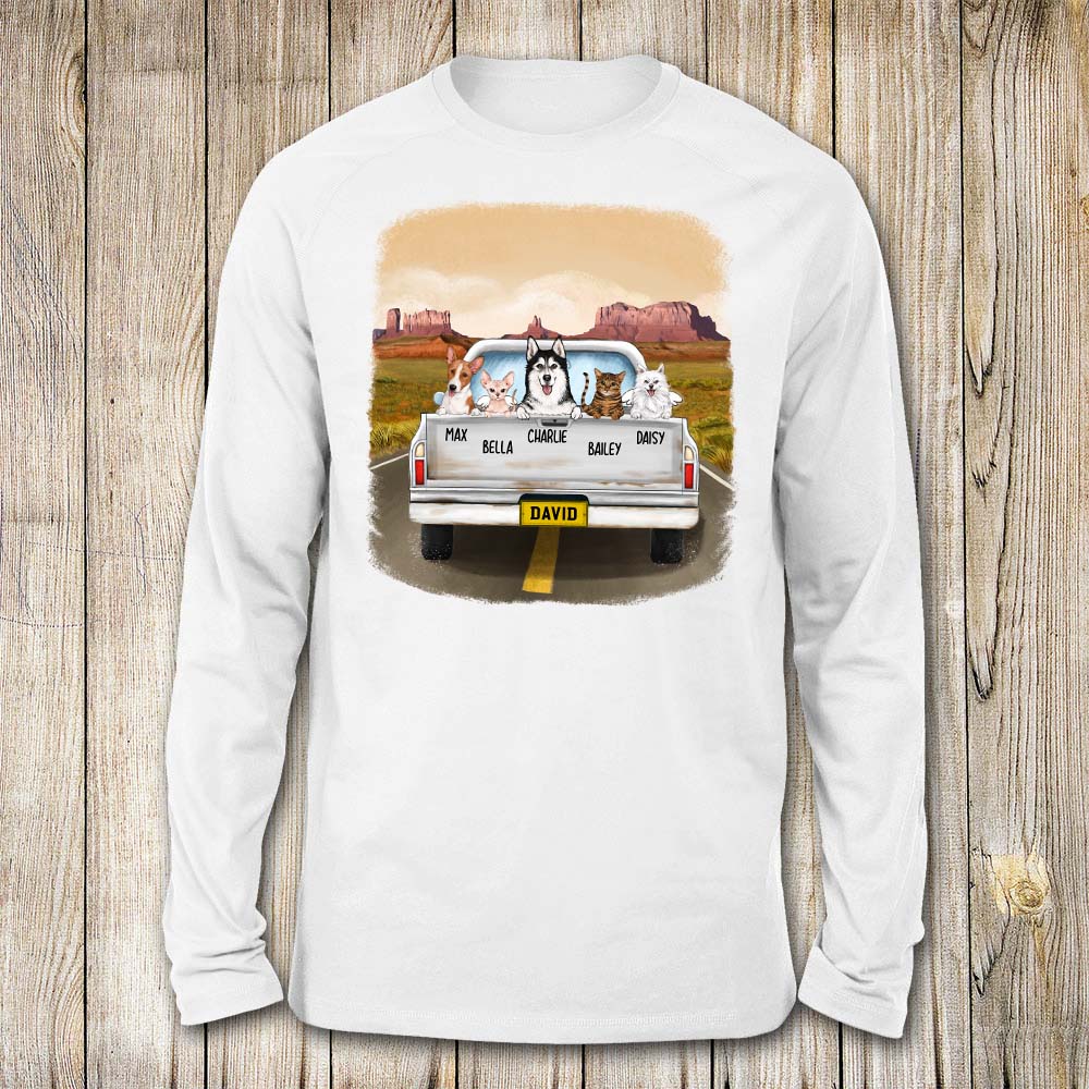 [FRONT SIDE] Personalized long sleeve gifts for dog lovers  - Pickup Truck