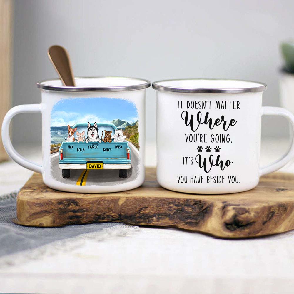 Personalized gifts for dog lovers campfire mug - pickup truck