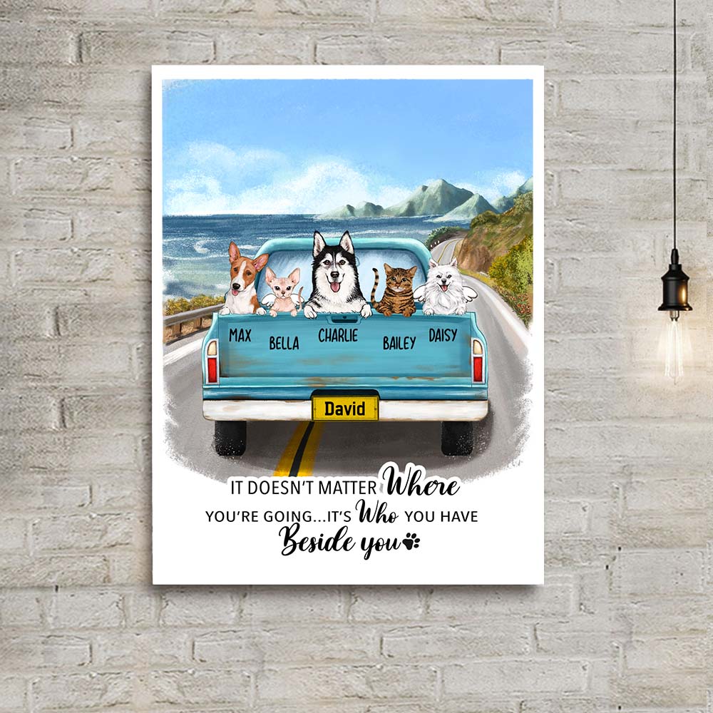 Personalized canvas print wall art gifts for dog cat lovers - Pickup Truck