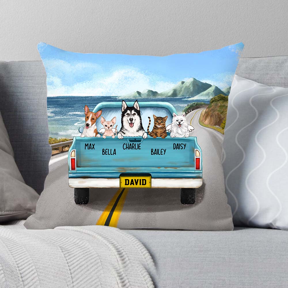 Personalized pillow gifts for dog lovers - Pickup truck