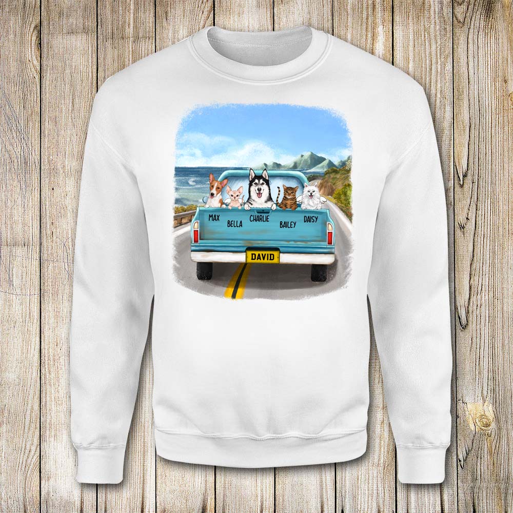 Personalized sweatshirt gifts for dog lovers - Pickup truck
