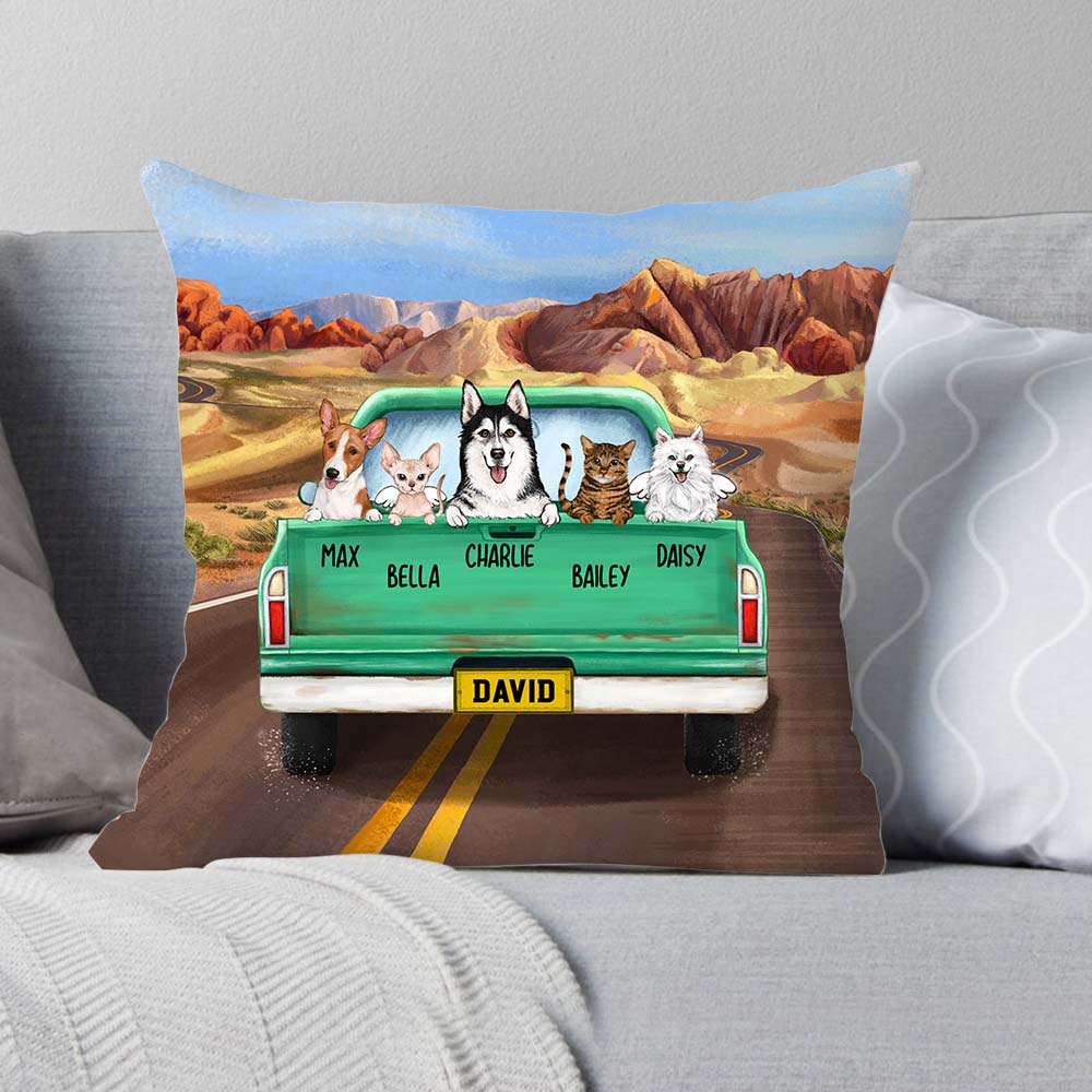 Personalized pillow gifts for dog lovers - Pickup truck